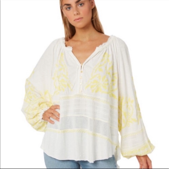 Free People Persuasion embroidered peasant top shirt - Picture 2 of 11